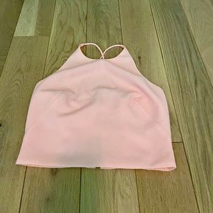 Pink High Neck Occasion Crop Top